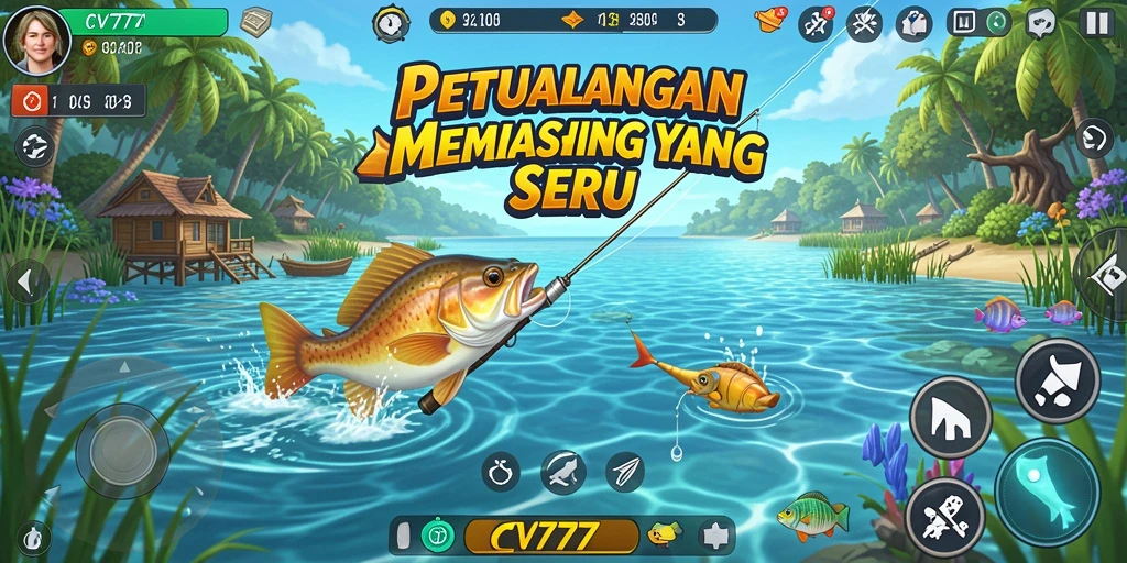 Tampilan gameplay CV777 dengan aksi memancing yang seru.
