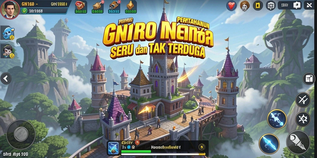 Tampilan gameplay GN168 yang mendebarkan dalam pertahanan menara.