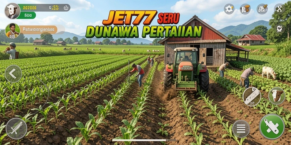 Gameplay seru dan interaktif dari JET77 saat bertani.