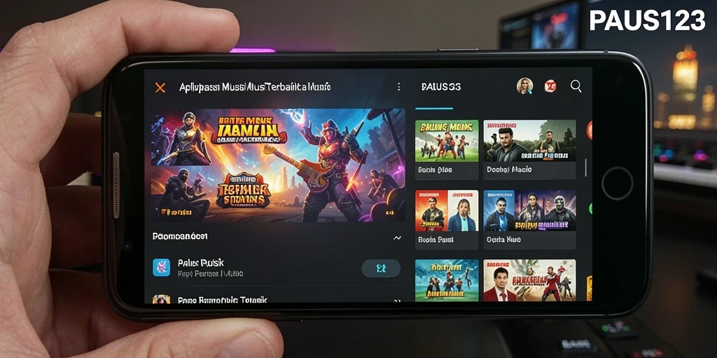 Tampilan utama PAUS123 dengan berbagai pilihan lagu dan playlist.