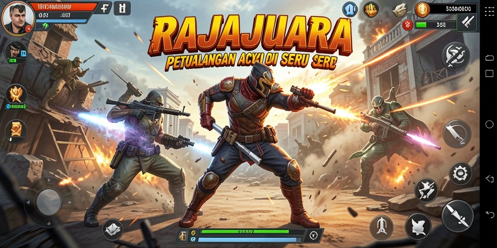 Tampilan gameplay RAJAJUARA menunjukkan aksi seru dan grafis yang memukau.