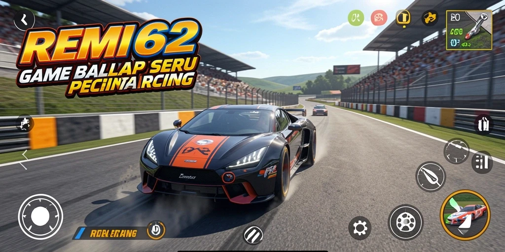 Screenshot gameplay <strong>REMI62</strong> yang memperlihatkan balapan mendebarkan.