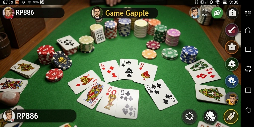 Gameplay seru dan interaktif dari RP886 dalam permainan Gaple.