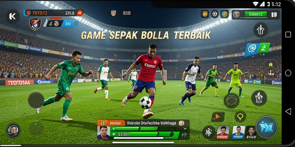 Screenshot gameplay <strong>TOTO12</strong> menampilkan aksi seru di lapangan sepak bola.