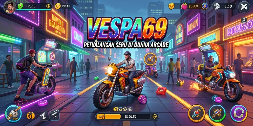 Screenshot gameplay VESPA69 yang menunjukkan aksi seru di jalanan.